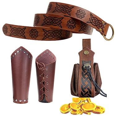 Imagem de Bolsa de cinto medieval bolsa de moedas pochete conjunto de fantasia viking festival de Halloween Ren Faire bolsa de couro, 3 marrom, Medieval & Ren Faire, Fantasia