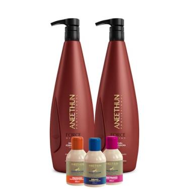 Imagem de Kit Force System Aneethun Shampoo 1L + Máscara 1Kg Tratamento Profissional de Força, Br...