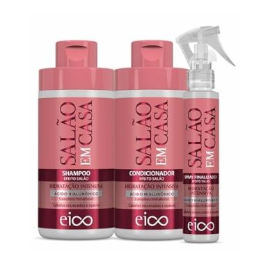 Imagem de Eico Salão em Casa Hidratação Intensiva Shampoo 450ml e Condicionador 400ml Finalizador Proteção Térmica Spray 120ml