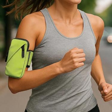 Imagem de Capinha Braçadeira Suporte Porta Celular Para Braço Corrida Bike Academia Prova De Água Resistente Com Regulagem Premium (Verde)