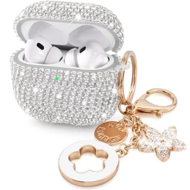 Imagem de Capa para Apple Airpods Pro 3 2025, VISOOM Bling Jewerly Airpods iPods Pro3 capas bonitas com glitter diamante Airpod iPod Pro3 capas strass AirPods iPods Pro 3ª geração Cas com chaveiro para mulheres