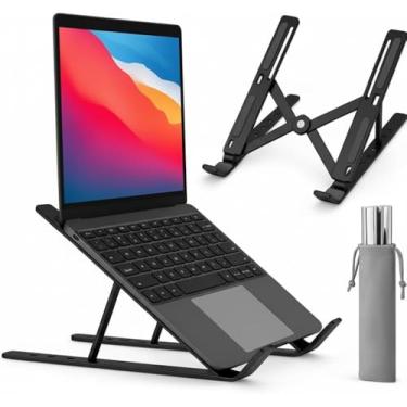Imagem de Suporte Ajustável para Notebook – Base Ergonômica Antiderrapante e Dobrável para Apoio de Notebook e Laptops – Compatível com Todas as Marcas, Ideal para Trabalho e Home Office (Preto)