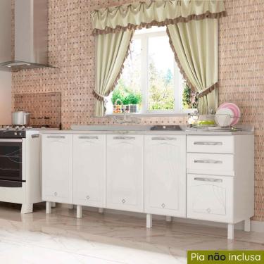 Imagem de Balcão De Cozinha De Aço Telasul Star 5 Portas Para Pia Branco