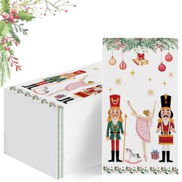 Imagem de Guardanapo de papel de convidado de quebra-nozes de Natal, toalha de mão descartável de 3 camadas para banheiro, guardanapo de papel de feliz Natal, decoração de mesa de jantar para inverno, Natal