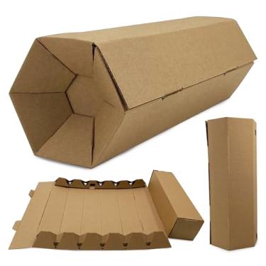 Imagem de Jestik Caixa de papelão ondulado hexagonal dobrável | Caixa de embalagem de presente durável | Caixas de presente de papel kraft ecológicas para presentes, lembrancinhas de festa e armazenamento