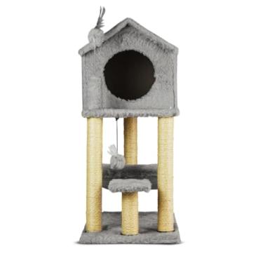 Imagem de Arranhador Gato Casa Dois Andares com Rede (Lunar Gray)
