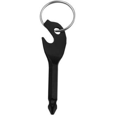 Imagem de Chaveiro compacto preto, ferramenta multifuncional, abridor de aço inoxidável, mini barra e orifício de cordão, ferramenta de chave de fenda multiferramentas e acessórios