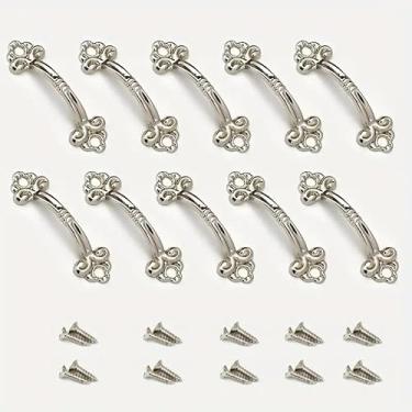 Imagem de 10 peças de alças vintage para caixa de presente, alça de liga de zinco para gaveta caixa de joias de madeira, mini puxadores de armário de ferragens