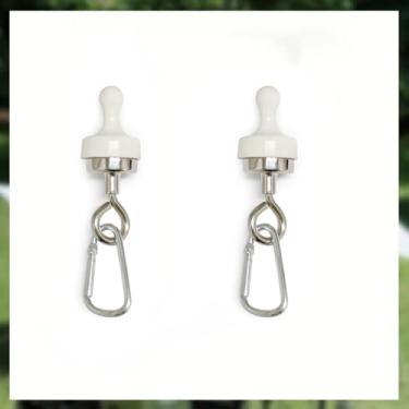 Imagem de 2 ganchos magnéticos para dossel, gancho de clipe magnético com mosquetão para acampamento, ímãs de terra resistentes, suspensão de cruzeiro, tenda multifuncional, encaixe giratório adequado para