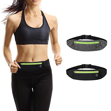 Imagem de Bolsa de cintura fina para cinto de corrida, bolsa de mão livre para celular, pochete para corrida, caminhada, cinto ajustável à prova d'água para mulheres e homens (preto), Preto, Fino e portátil