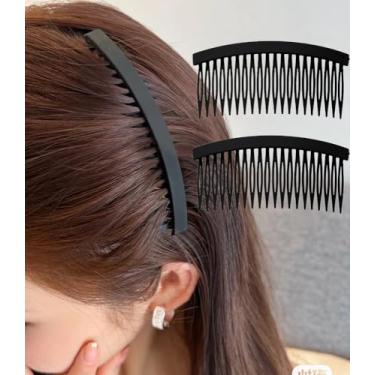 Imagem de 2 peças de acessórios para pente de cabelo feminino, pentes laterais de plástico, clipes decorativos de véu de casamento para mulheres (preto)