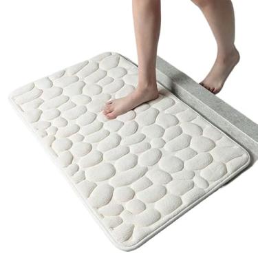 Imagem de Kit 2 Tapete Banheiro, Toalha de Piso Banheiro, Antiderrapante Soft Macio Luxo 60x40cm, Elegante e Esteticamente AgradáVel tapete banheiro(PARALELEPIPED OFF WHITE)