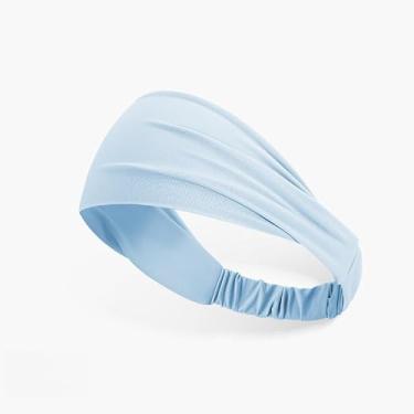 Imagem de Bandanas esportivas com absorção de umidade – Faixa elástica para corrida, ioga e fitness, faixas de cabelo respiráveis unissex (azul claro)