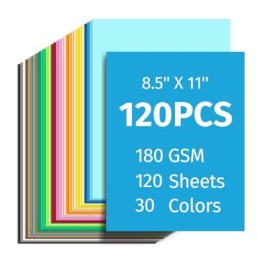 Imagem de INFOOD 120 folhas de papelão colorido de 21,6 cm x 28 cm, 30 cores sortidas, papel cartonado para impressão, fabricação de cartões, artesanato DIY, material escolar e de escritório, decorações de