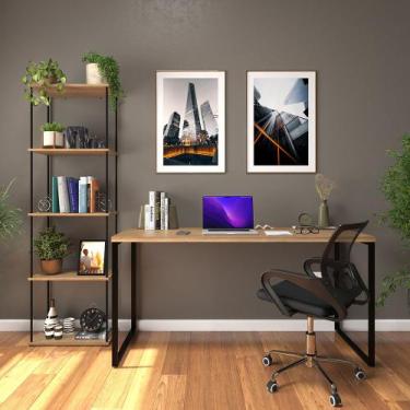 Imagem de Mesa Escrivaninha Industrial - Virtude Moveis, Marrom, G, Madeira