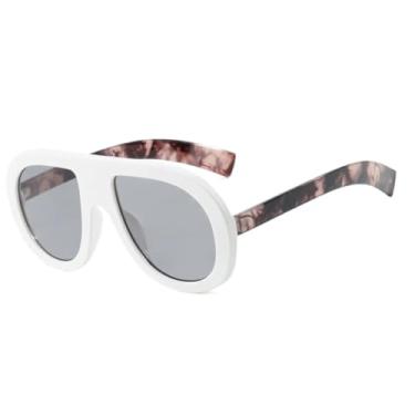 Imagem de JRLLFD Óculos de sol vintage femininos, armação grande de luxo, óculos de sol masculinos, à prova de vento, UV400 (prata leopardo)