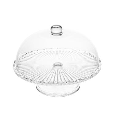 Imagem de Prato Para Bolo Com Pé De Vidro E Tampa Bangkok 29Cmx21Cm