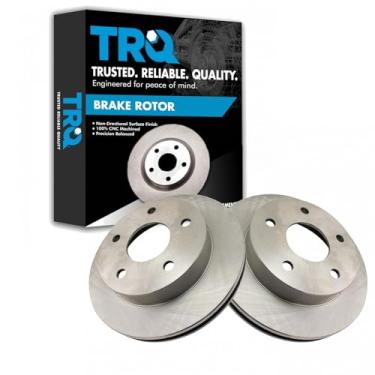 Imagem de TRQ Conjunto de 2 pares de rotor de freio a disco dianteiro LH Driver e passageiro RH para Dodge Ram 1500 RWD tração traseira