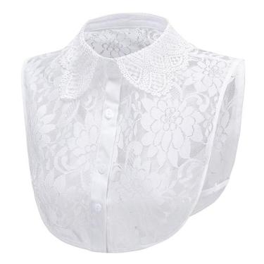 Imagem de Gola falsa: blusa branca removível com acabamento em renda, 20x20cm - 