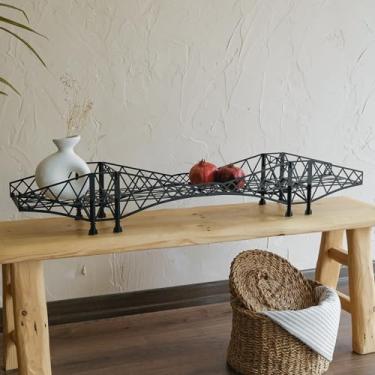 Imagem de Prateleira de ponte de metal – Prateleira flutuante de ferro para uso na parede ou na mesa – Prateleira decorativa para livros, plantas e decoração de casa – Montagem na parede ou mesa (preto)