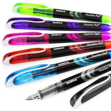 Imagem de Caneta-tinteiro Zebra Pen Fuente, ponta de 0,6 mm, pacote com 6 cores