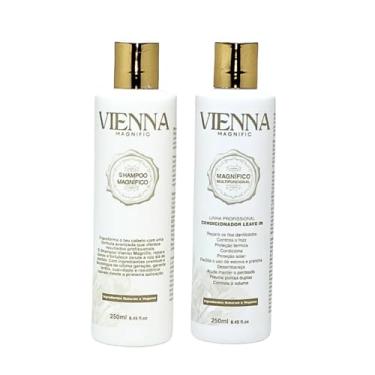 Imagem de Vienna Magnific, Kit Shampoo Hidratante Fortificante e Multifuncional 10 em 1 - Leave-in com Proteção Térmica e Solar e Condicionador - Hidratante, Fortificante, Proteção Solar e Térmica, Vegano