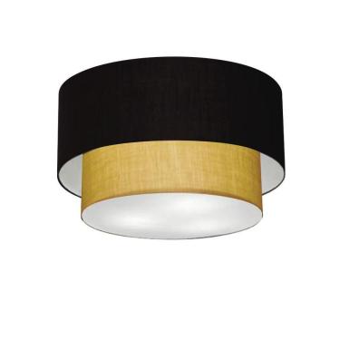Imagem de Plafon Duplo Cilíndrico Vivare Md-3045 Cúpula Em Tecido 40x35cm - Bivolt Preto-palha 127/220v