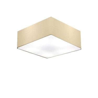 Imagem de Plafon Quadrado Vivare Md-3001 Cúpula Em Tecido 12/35x35cm - Bivolt Algodão-crú 127/220v