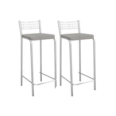 Imagem de Banqueta Sala De Jantar Gênova 2b705cr Aço Kit 2 Un Cromado-boucle Cinza - Kappesberg