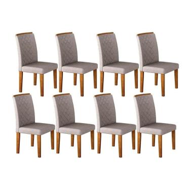 Imagem de Kit 8 Cadeiras Sala Jantar Jade 8 Un Capuccino Linho Bege Turim Rufato