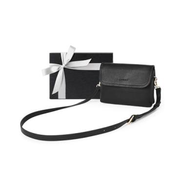 Imagem de CHOLISS Bolsa transversal pequena para mulheres, bolsa de celular de couro vegano, mini bolsa de viagem com alça ajustável, Caixa de presente - 03 Classic Black