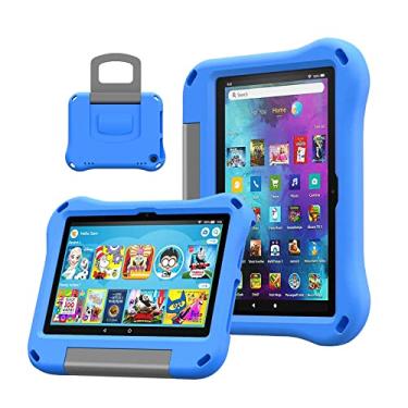 Imagem de DiHines Capa para tablet infantil de 8 polegadas, não serve para tablets Lenovo de 8 polegadas à prova de choque, capa com suporte para 8 capas para tablet infantil, azul