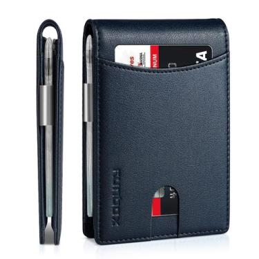 Imagem de Carteira RUNBOX Slim Bifold em couro com bloqueio RFID (11 cartões)