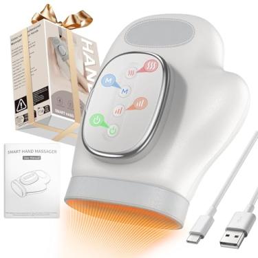 Imagem de YNSZAS Massageador de mão profissional com terapia de compressão térmica, 3 massagens 4 temperaturas 5 luvas de compressão para alívio da dor, artrite e circulação de neuropatia do túnel do carpo,