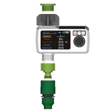 Imagem de LUMINFLY Temporizador de irrigação solar com visor LCD, sistema de irrigação automática, sensor de chuva, à prova d'água IP68