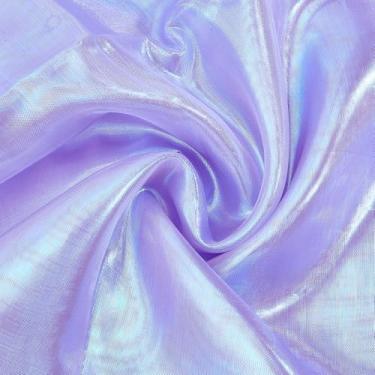 Imagem de letsinstyle Tecido de organza roxa de 3 metros, organza gradiente holográfico de 140 cm, organzas sedosas macias, tule transparente para bricolage, design moderno e roupas personalizadas