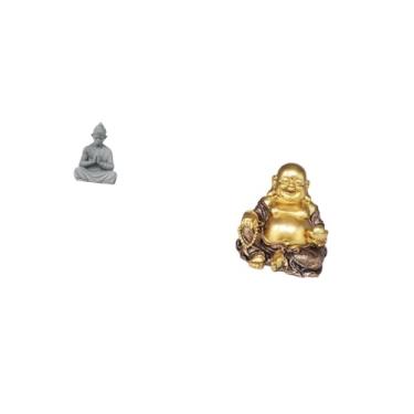 Imagem de Fenteer Estátua de Buda Macaco Escultura de Buda Maitreya Figura de Macaco Estatueta Budista Colecionável em Miniatura Escultura de Sol Wukong Ornamento de Me