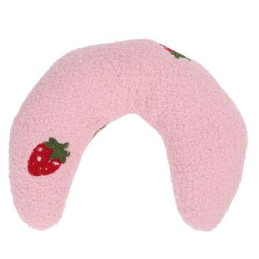 Imagem de Travesseiro em formato de u para animais de estimação, pelúcia macia, metade donut, suporte para pescoço de cachorro, travesseiro para cães pequenos e gatos, cama confortável para (Padrão Rosa +