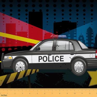 Imagem de Erosebridal Tecido de carro de polícia por jarda, tecido de estofamento de veículo policial para crianças, meninos, crianças, vermelho azul luzes policiais padrão decorativo cidade para costura