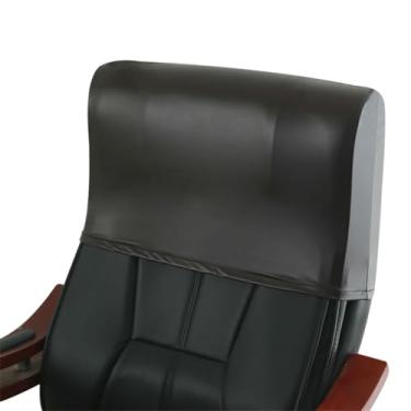 Imagem de Buenanir Capa impermeável para encosto de cabeça para cadeira de escritório, protetor de cabeça elástico de couro sintético para cadeiras de escritório, capas de apoio de cabeça para cadeiras de