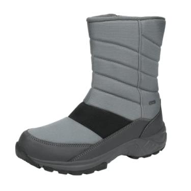 Imagem de SILENTCARE Bota de neve masculina de inverno até o meio da panturrilha, quente, impermeável, sem cadarço, para uso ao ar livre, Cinza 02, 11.5