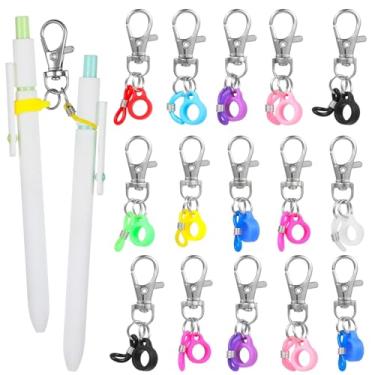 Imagem de Conjunto de porta-canetas retráteis de 15 peças com canetas de gel, design de fecho lagosta para molinetes e cordões, suporte versátil para caneta e marcador para escritório, escola, médicos