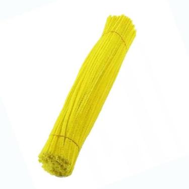 Imagem de Dioche Limpadores de Cachimbo de Hastes de Chenille, Brinquedos Artesanais para Educação Infantil DIY, Cores Ricas, Material Durável, Forte Flexibilidade, Adequados para Cursos (Amarelo claro)