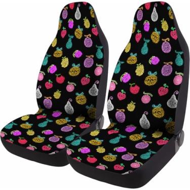 Imagem de GENANY Magic Power Fruit 2 capas dianteiras de assento de carro de Natal para carro, caminhão, sedan, SUV, capas de assento automotivas duráveis, presentes de carro de Natal, capas de assento balde
