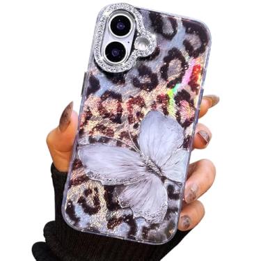 Imagem de I-MGAE-IN-AR Capa compacta para iPhone 17 com design de borboleta, moldura de proteção de lente de câmera de diamante 3D, capa protetora de TPU macia e macia à prova de choque para mulheres estampa de