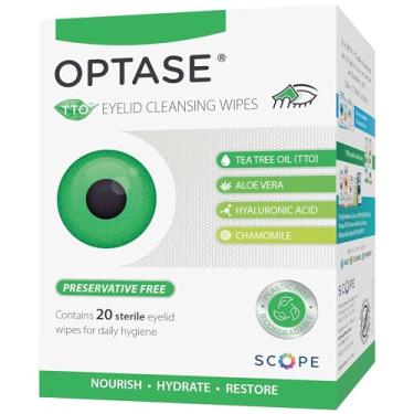 Imagem de OPTASE Tea Tree Oil Eyelid Wipes - Eyelid Cleansing Wipes for Dry Eyes - Tea Tree Wipes for Blepharitis Treatment - Preservative Free, Natural Ingredients - Box of 20