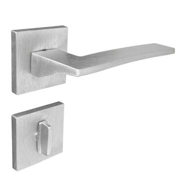 Imagem de Fechadura Safira Banheiro Roseta Quadrada Escovada 55mm União Mundial