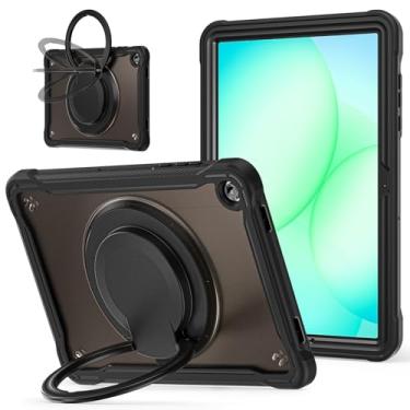 Imagem de Lunivop Capa para tablet compatível com Samsung Galaxy Tab A11 Plus de 28 cm transparente com suporte giratório de 360° militar - Capa de proteção resistente de grau para Samsung Tab A11 Plus preta