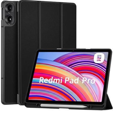Imagem de Capa Premium para Xiaomi Redmi Pad Pro 12.1" Pol com [Suporte para Pencil], Fechamento Magnético com Função Sleep, Case Anti Impacto, Leve e Resistente (Preto)