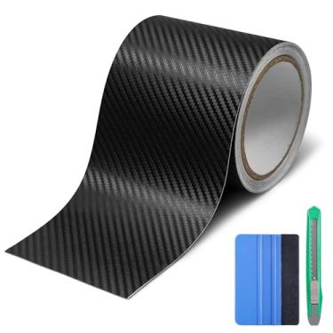 Imagem de Lypumso Fita de Vinil de Fibra de Carbono 3D, Rolo de Fita de Vinil para Remoção de Cromo com Kits de Ferramentas para Guarnição de Janela de Carro Blackout, Protetor de Borda de S4 Pol X 30 Pés,Preto